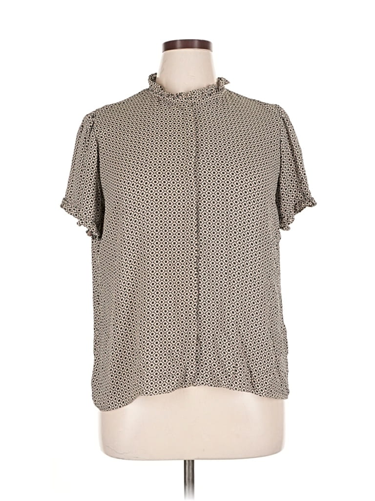 Pre-owned T Tahari Short Sleeve Blouse In Gray