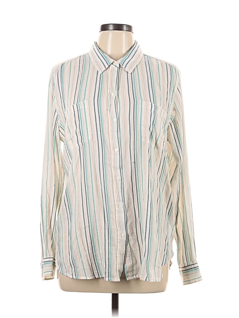 Pre-owned Lucky Brand Long Sleeve Button Down Shirt In White