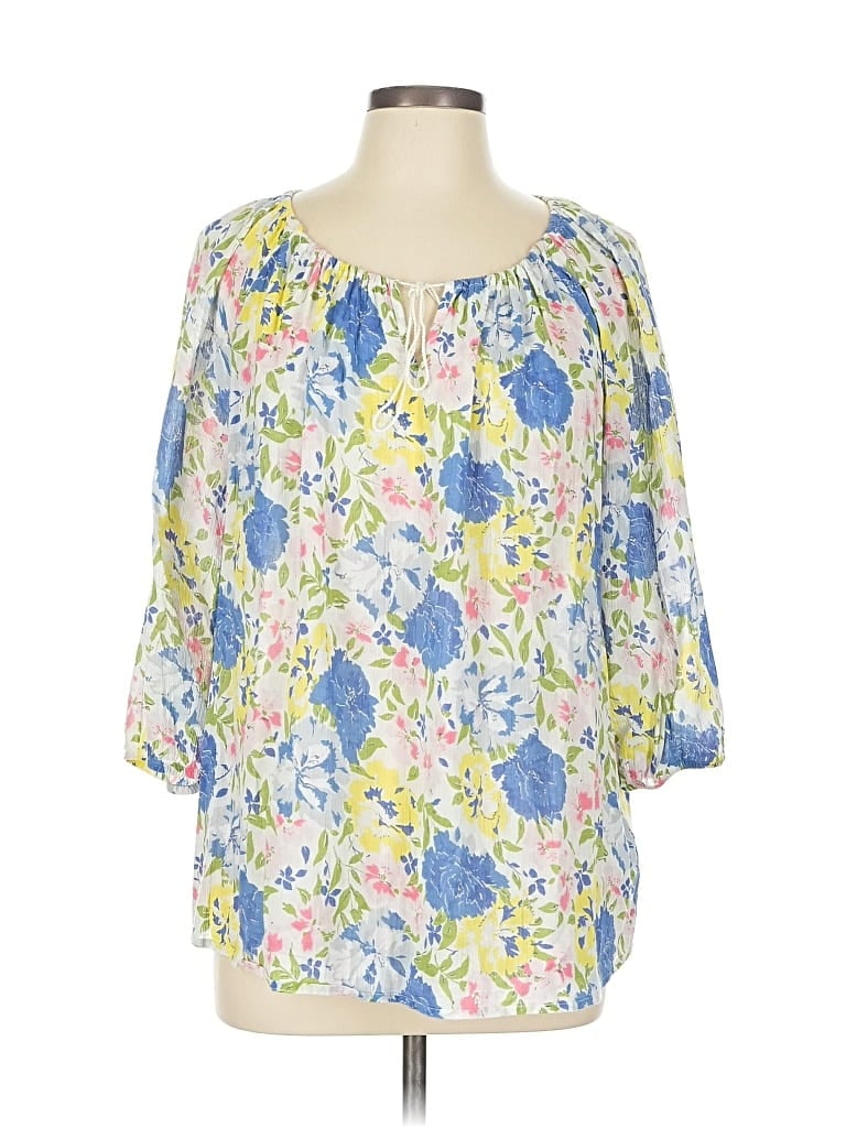 Pre-owned Blue Island 3/4 Sleeve Blouse In Blue