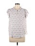 Ann Taylor LOFT 100% Polyester White Short Sleeve Blouse Size L (petite) - photo 1