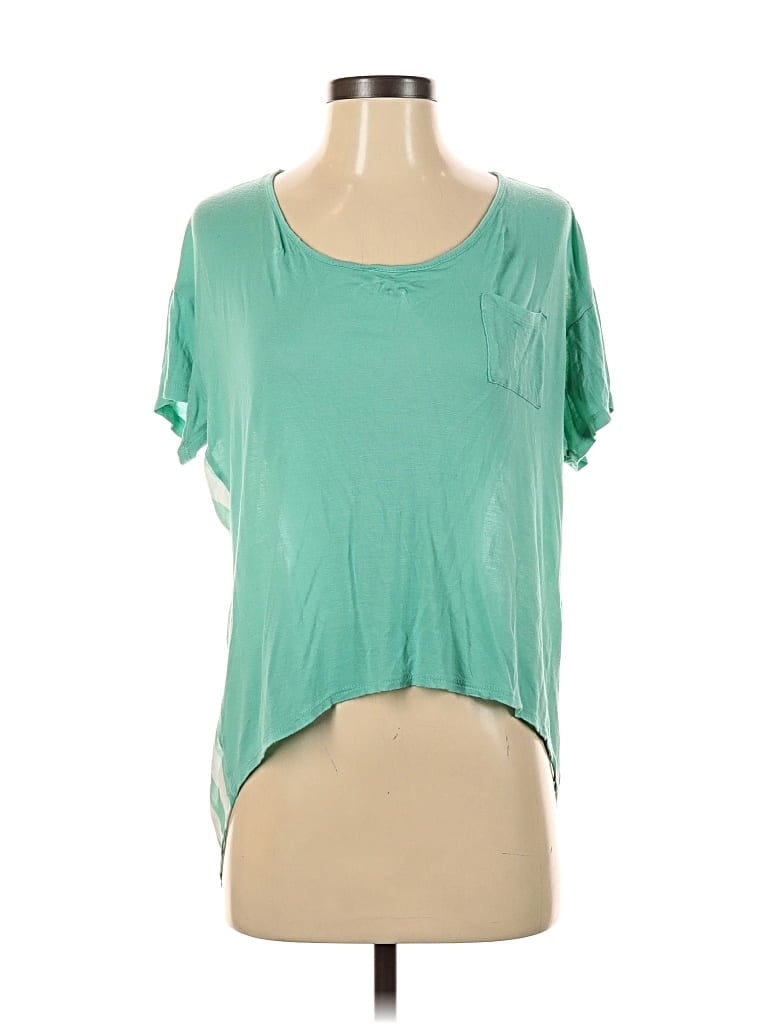 Pre-owned H.i.p. Happening In The Present Short Sleeve Top Green Scoop Neck Tops
