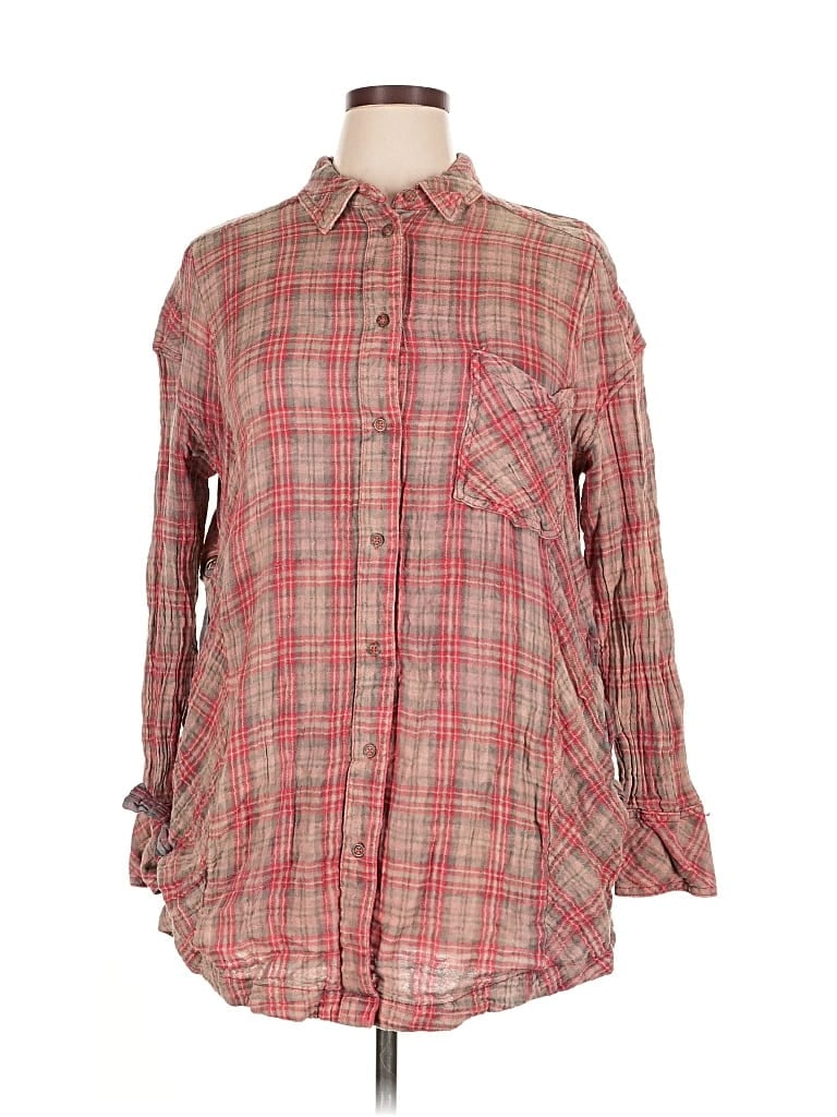 Pre-owned Urban Outfitters Long Sleeve Button Down Shirt In Red