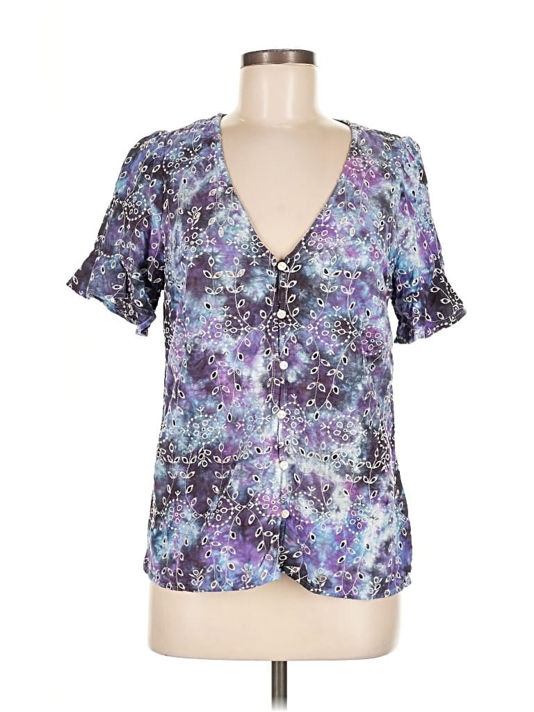 Pre-owned Old Navy Short Sleeve Blouse In Purple