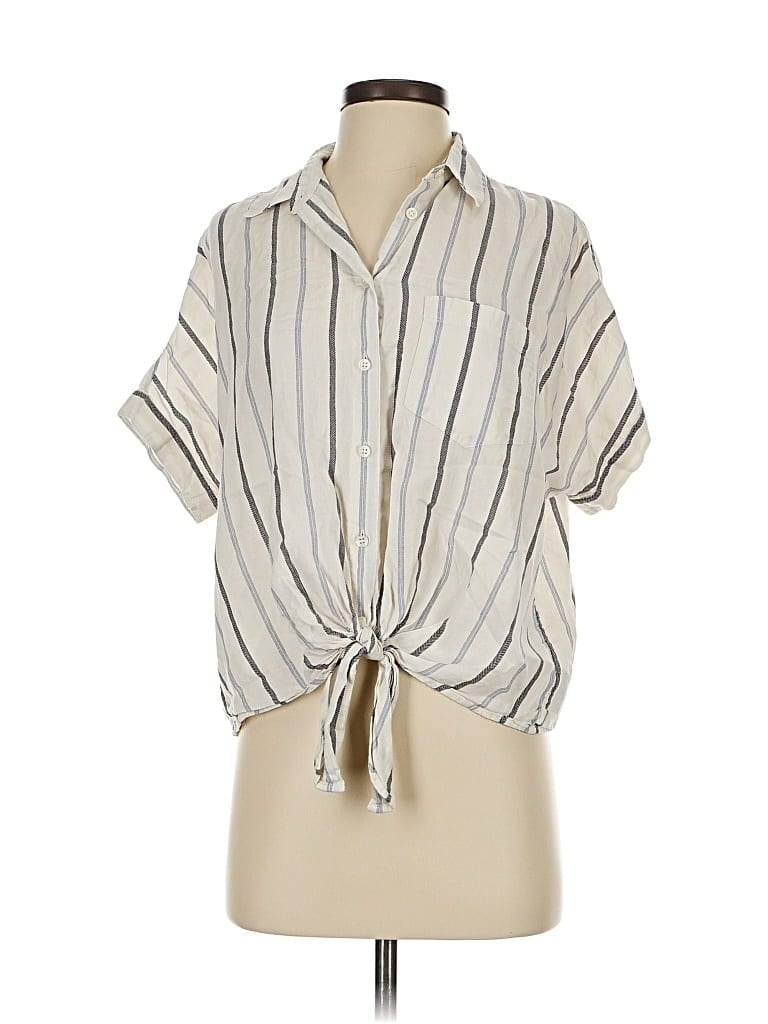 Pre-owned Madewell Short Sleeve Blouse In White