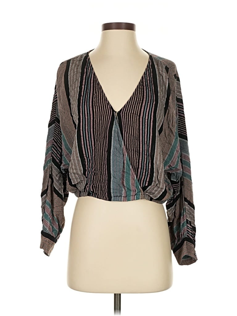 Pre-owned American Eagle Outfitters Long Sleeve Blouse In Gray