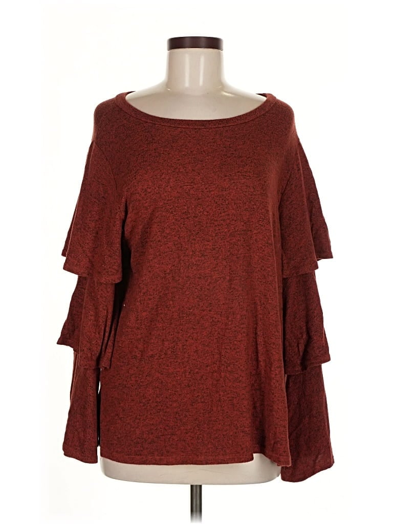Pre-owned Jodifl 3/4 Sleeve Top Burgundy Cold Shoulder Neckline Tops
