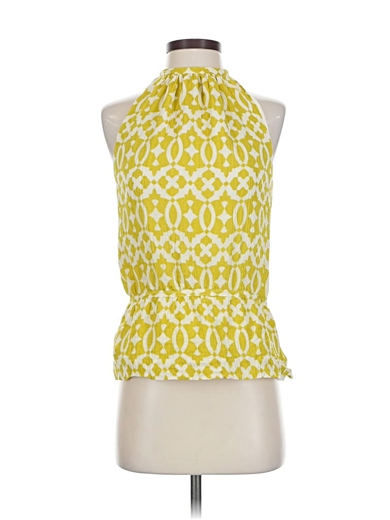 Pre-owned Tory Burch Sleeveless Silk Top Yellow Halter Neckline Tops