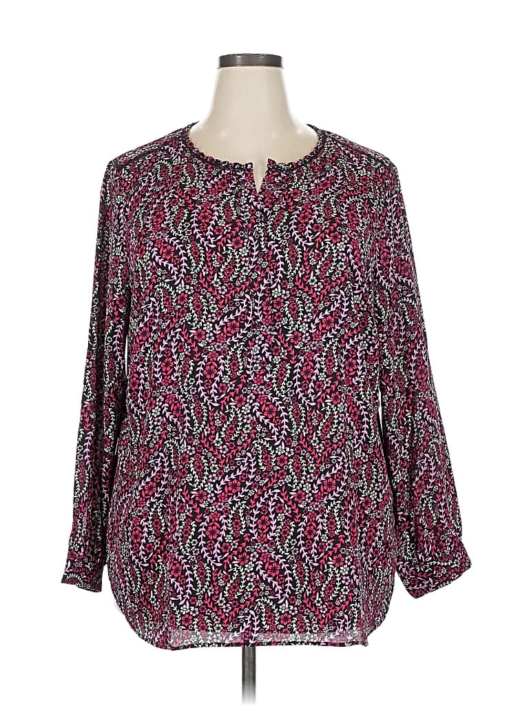 Talbots Long Sleeve Blouse In Purple