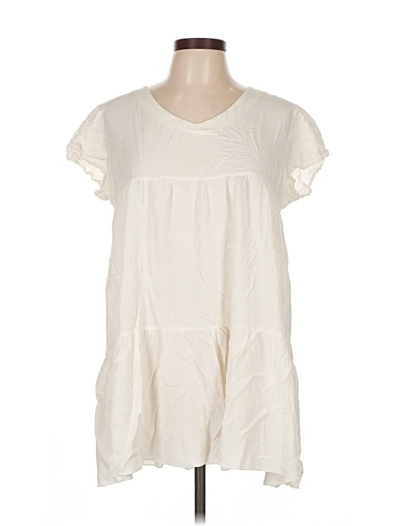 Pre-owned Unbranded Short Sleeve Blouse In White