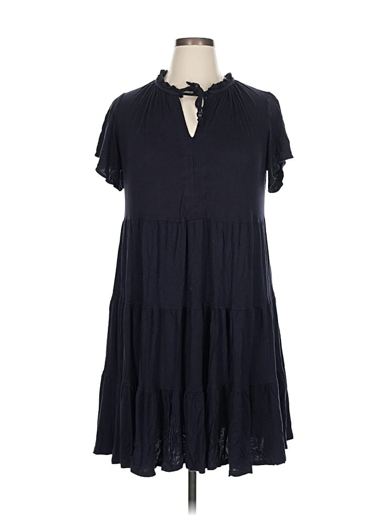 Pre-owned T Tahari Short Sleeve Top Blue Ruffles Neckline Tops