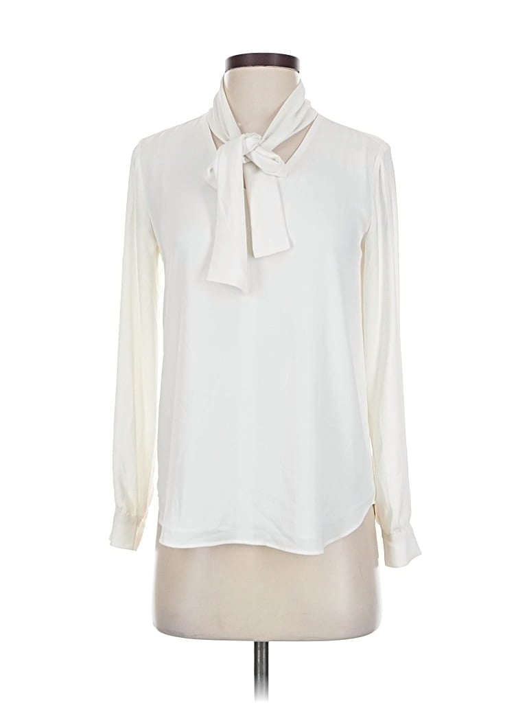 Pre-owned Ann Taylor Long Sleeve Blouse In White
