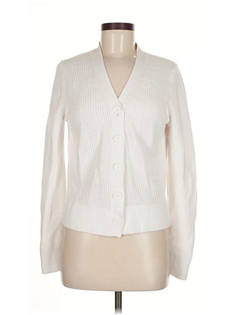 Pre-owned Banana Republic Factory Store Cardigan Sweater In White