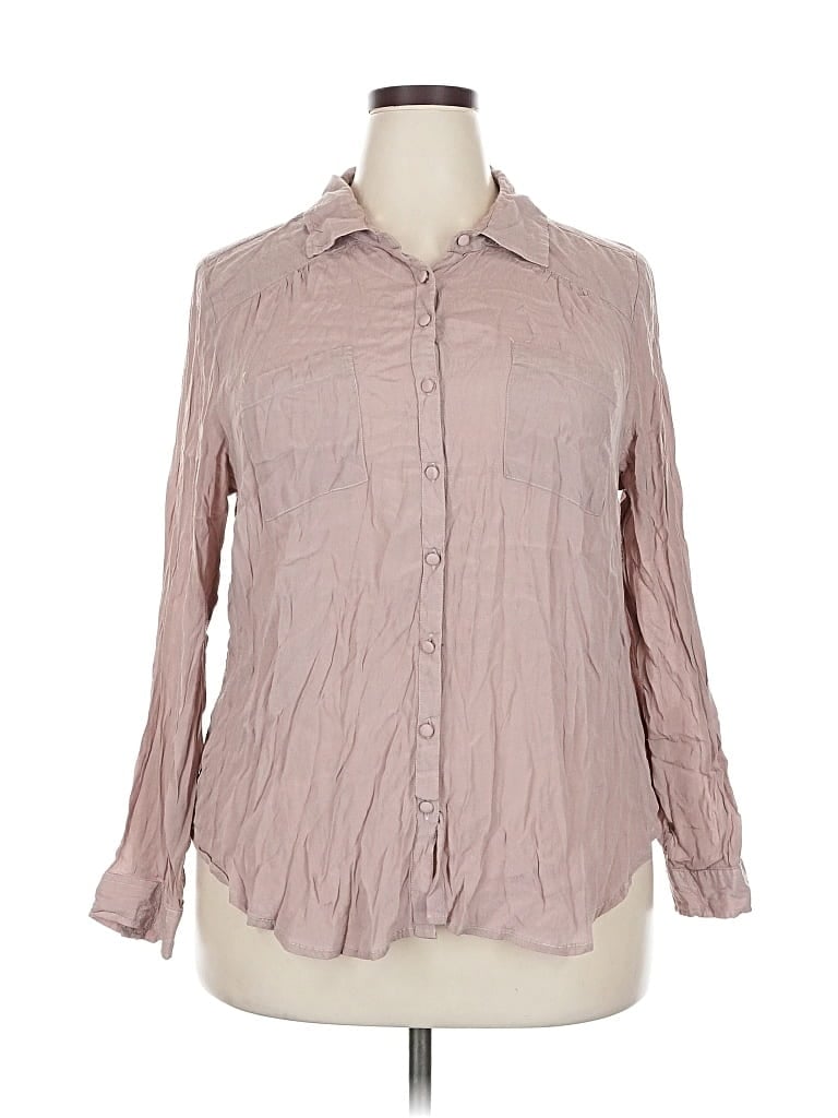 Pre-owned Torrid Long Sleeve Button Down Shirt In Pink