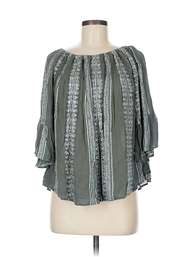 Pre-owned Altar'd State 3/4 Sleeve Blouse In Gray