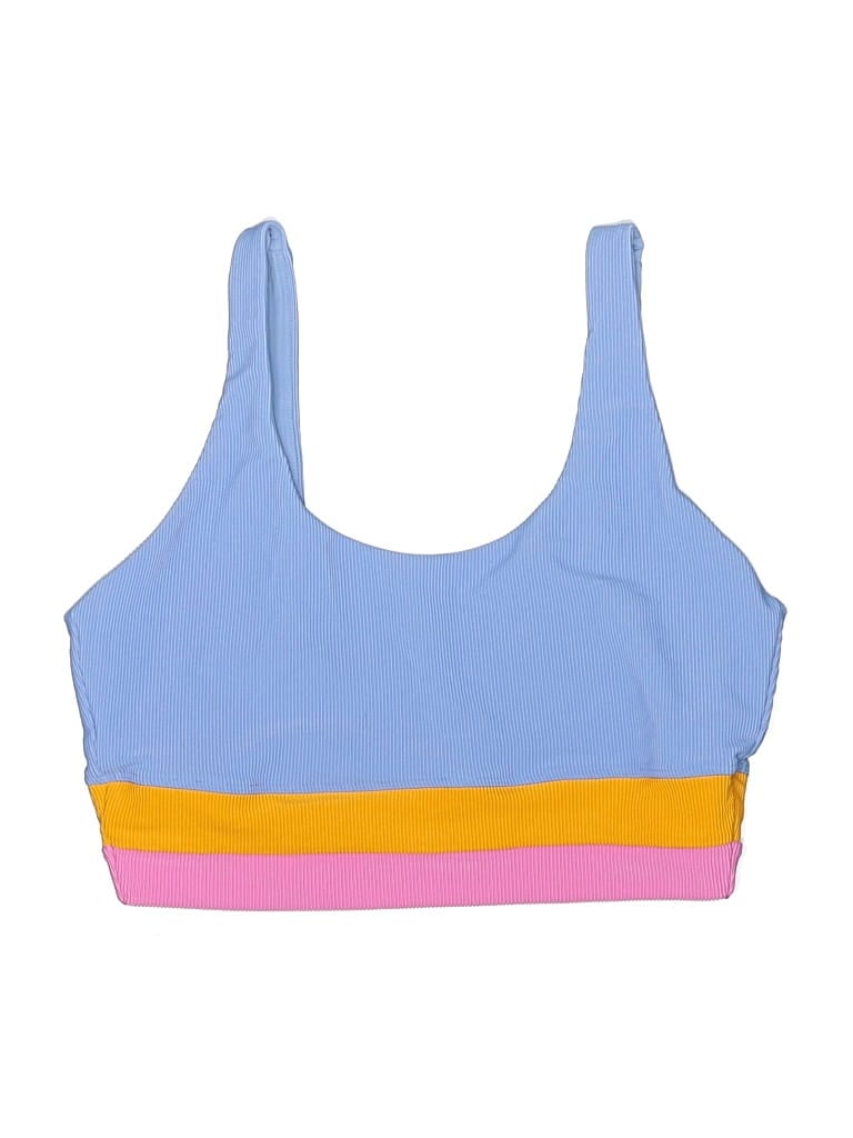 Pre-owned Beachriot Sport Swimsuit Top Blue Color Block Pattern Swimwear