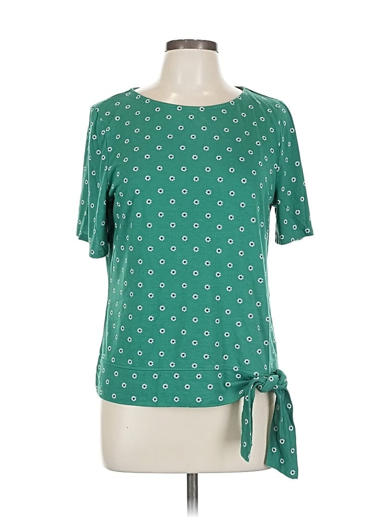 Pre-owned Izod Short Sleeve Blouse In Green