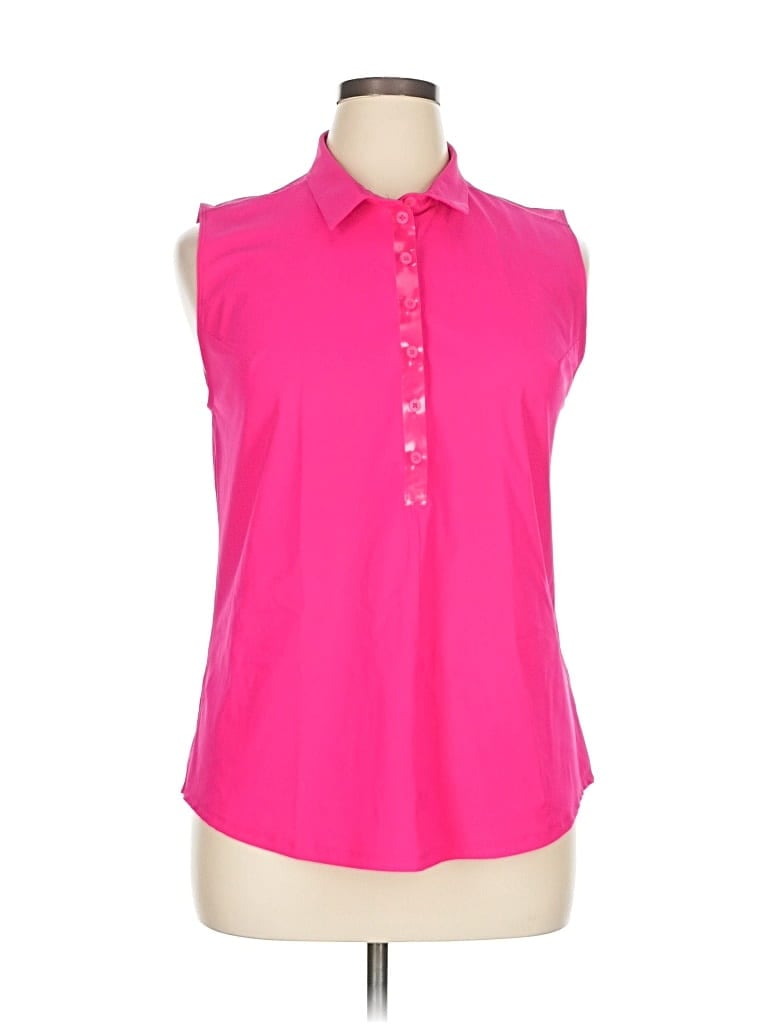 Pre-owned Foray Golf Sleeveless Button Down Shirt In Pink