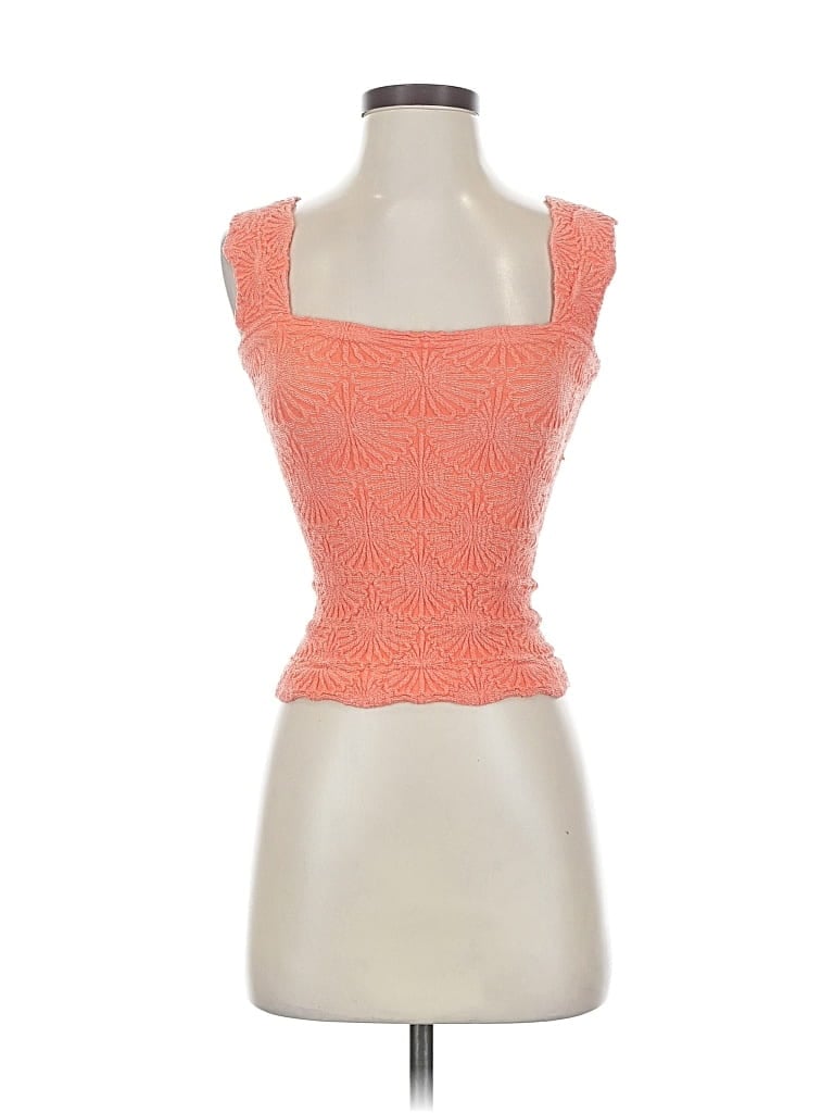Pre-owned Intimately By Free People Sleeveless Top Orange Sweetheart Neckline Tops