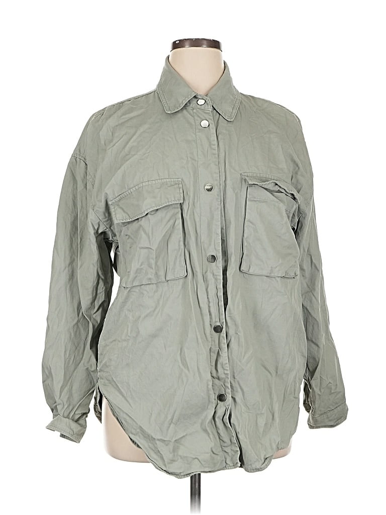 Pre-owned Abercrombie & Fitch 3/4 Sleeve Button Down Shirt In Gray