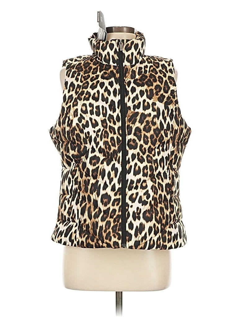 Lands' End Faux Fur Vest In Multi