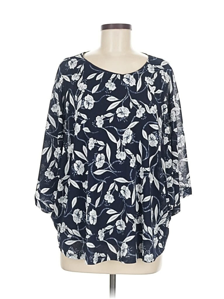 Pre-owned Tahari 3/4 Sleeve Blouse In Blue