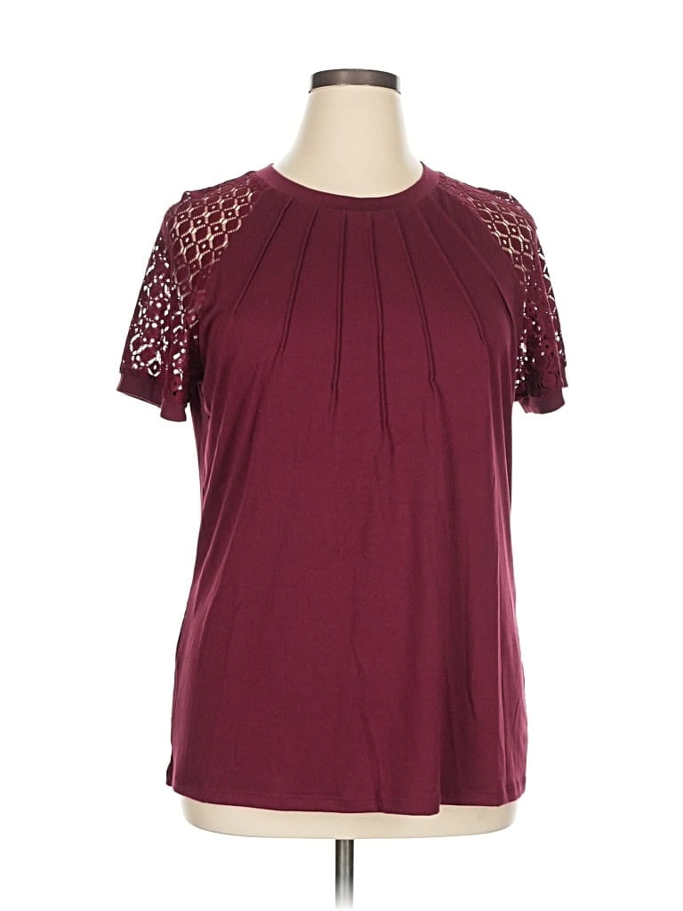 Pre-owned Unbranded Short Sleeve Blouse In Burgundy