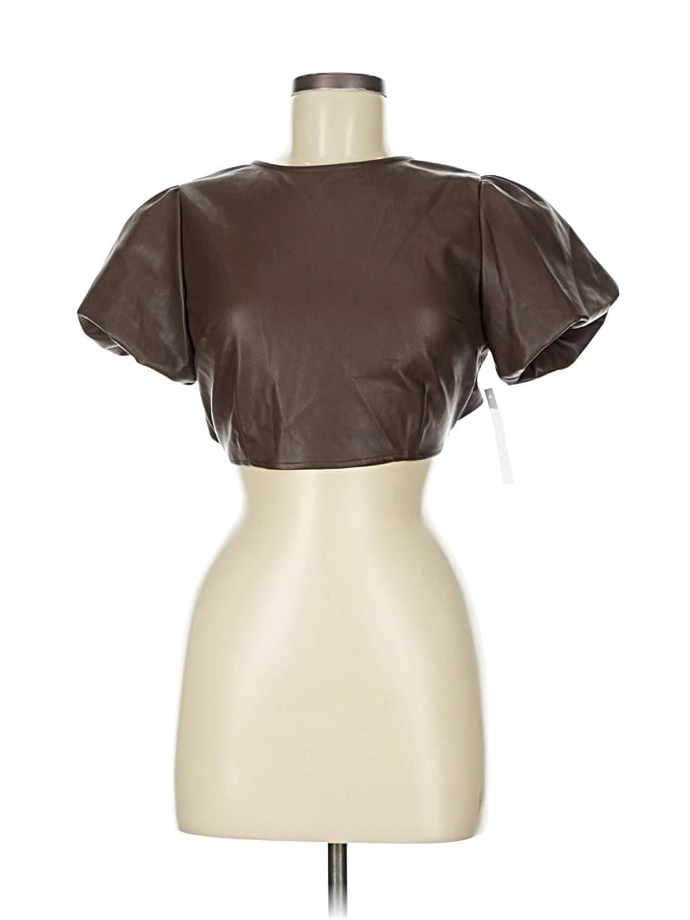 Pre-owned Kirious Short Sleeve Top Brown Sweetheart Neckline Tops