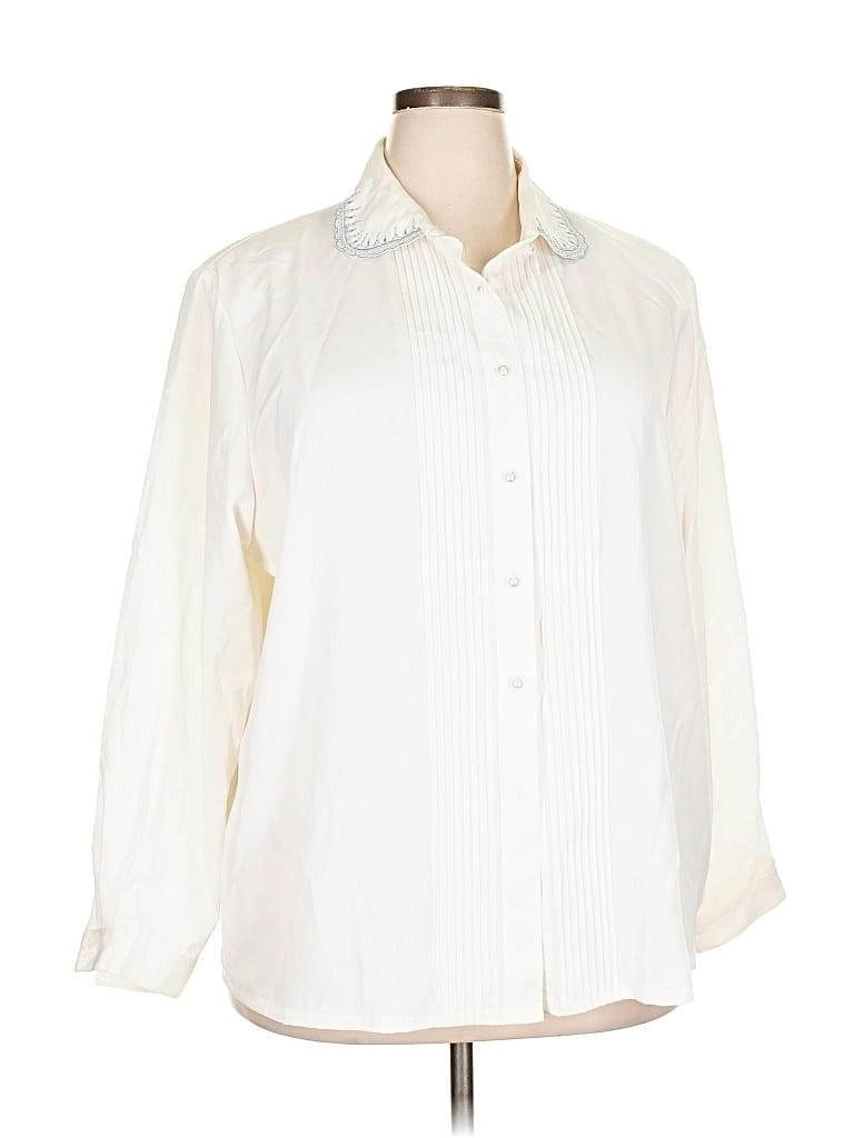 Pre-owned Koret Long Sleeve Blouse In White