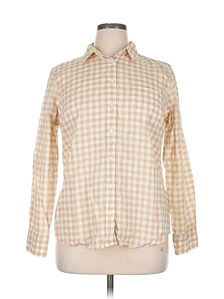 Pre-owned J.crew Factory Store Long Sleeve Button Down Shirt In Brown