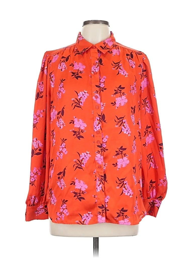 Pre-owned Ann Taylor Long Sleeve Blouse In Orange