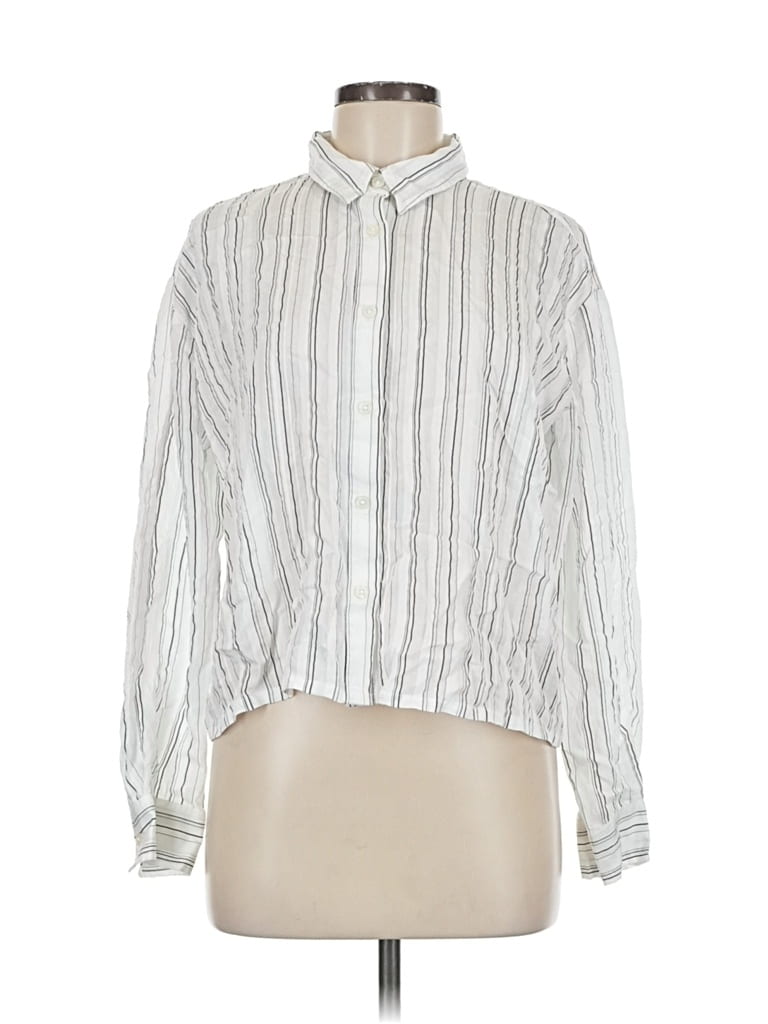 Pre-owned Ann Taylor Long Sleeve Blouse In Silver