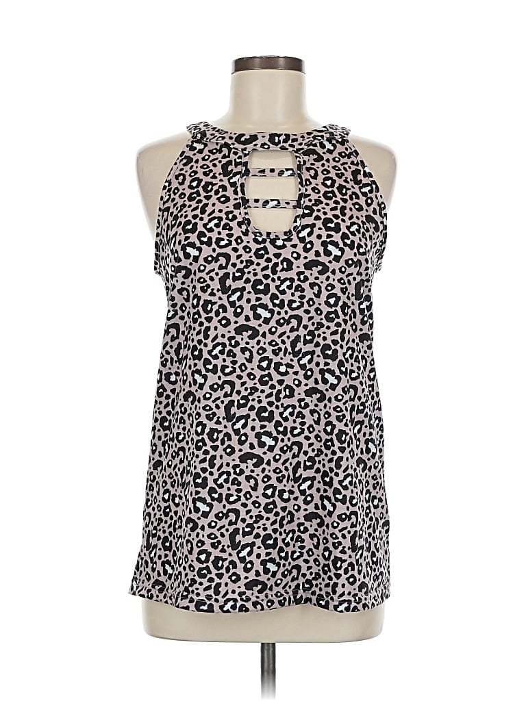 Pre-owned Floral Blooming Sleeveless Blouse In Black