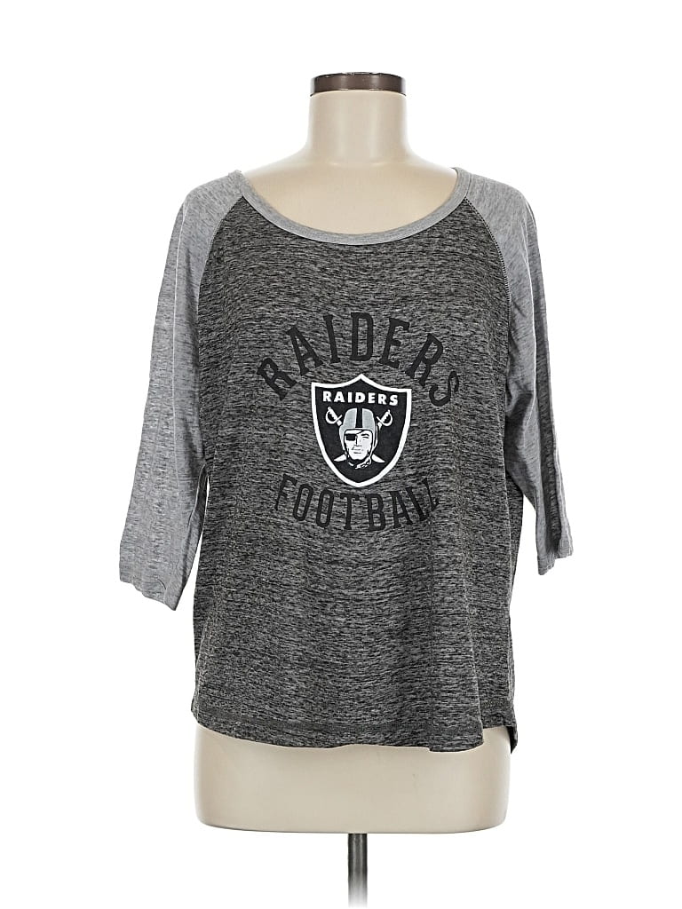 Pre-owned Majestic 3/4 Sleeve Top Gray Scoop Neck Tops