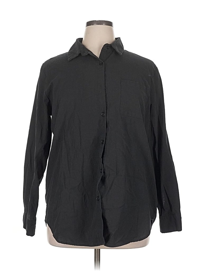 Pre-owned Unbranded Long Sleeve Button Down Shirt In Black