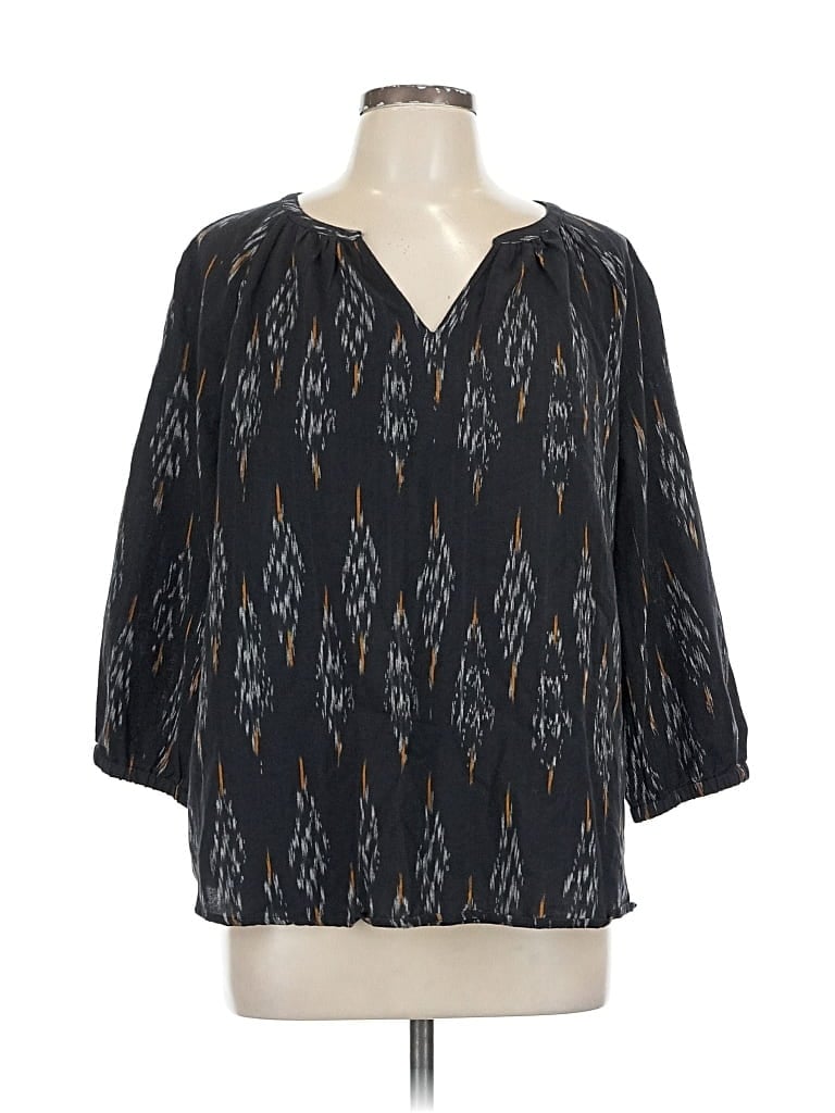 Pre-owned Purejill 3/4 Sleeve Blouse In Black