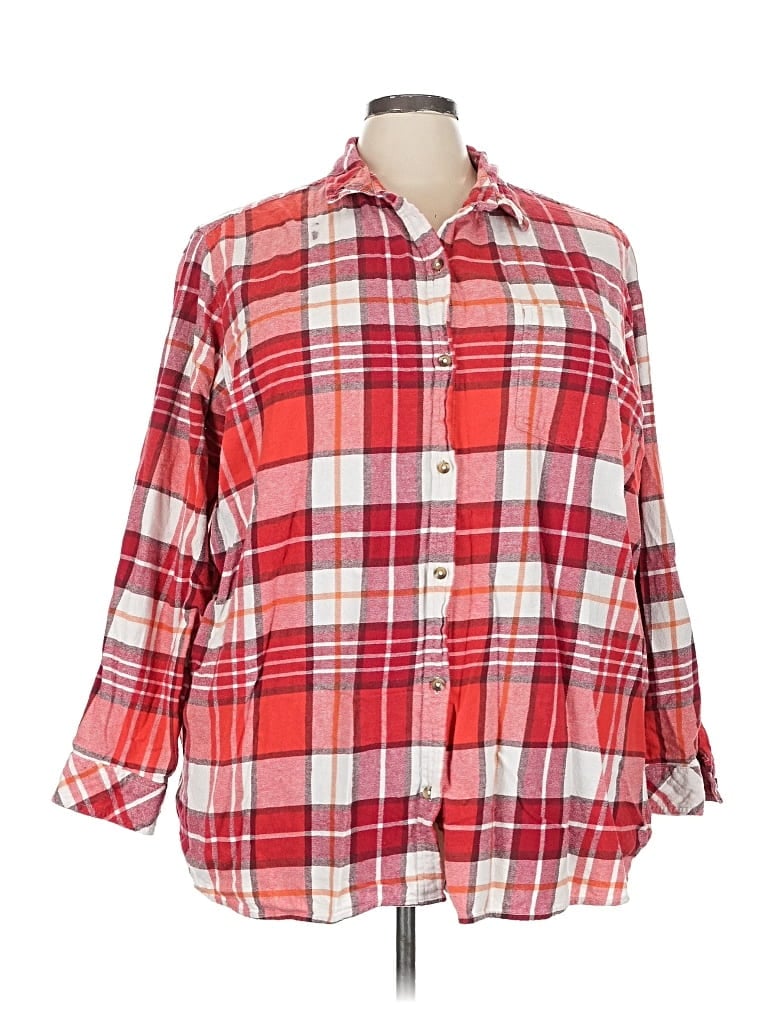 Pre-owned Sonoma Goods For Life Long Sleeve Button Down Shirt In Red