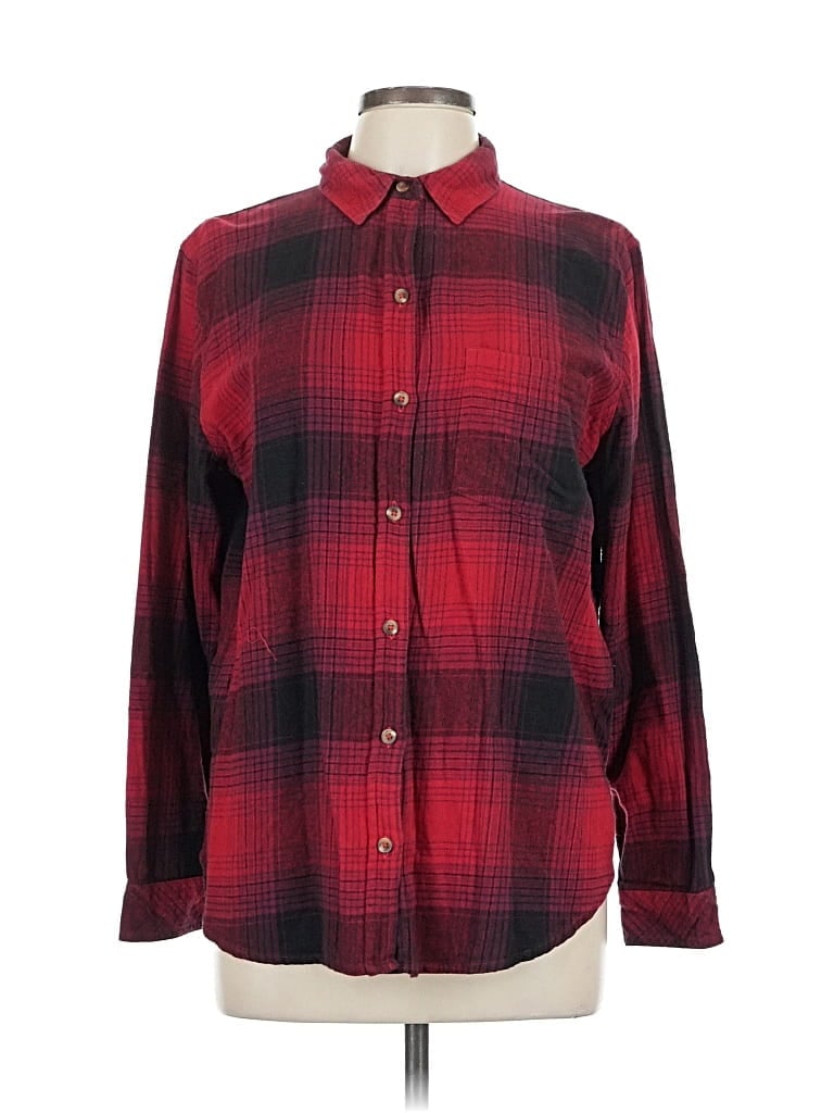 Pre-owned Sonoma Goods For Life Long Sleeve Button Down Shirt In Burgundy