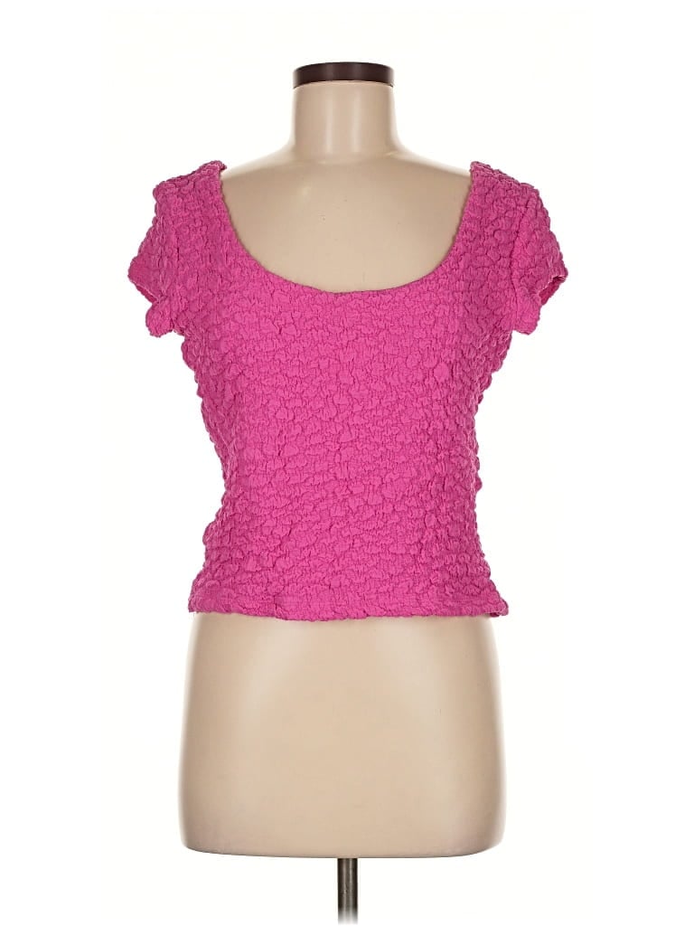 Pre-owned Maeve By Anthropologie Short Sleeve Top Pink Sweetheart Neckline Tops