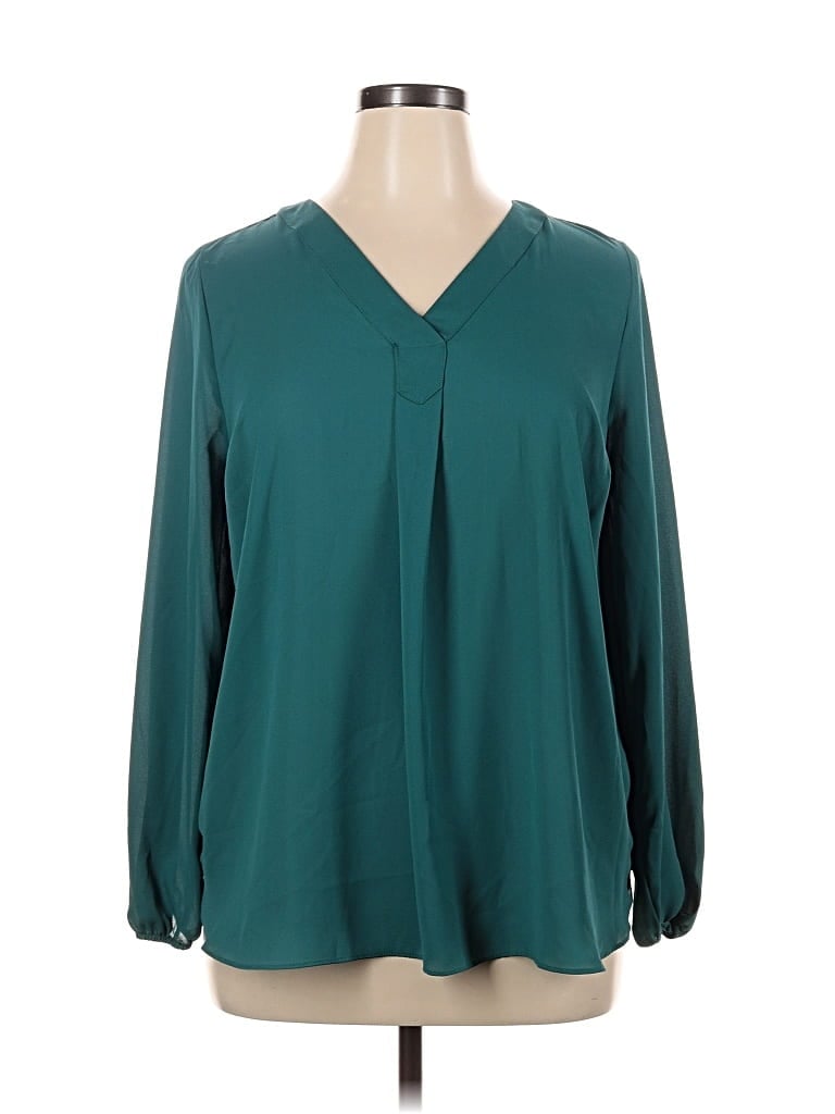 Pre-owned Apt. 9 Long Sleeve Blouse In Blue