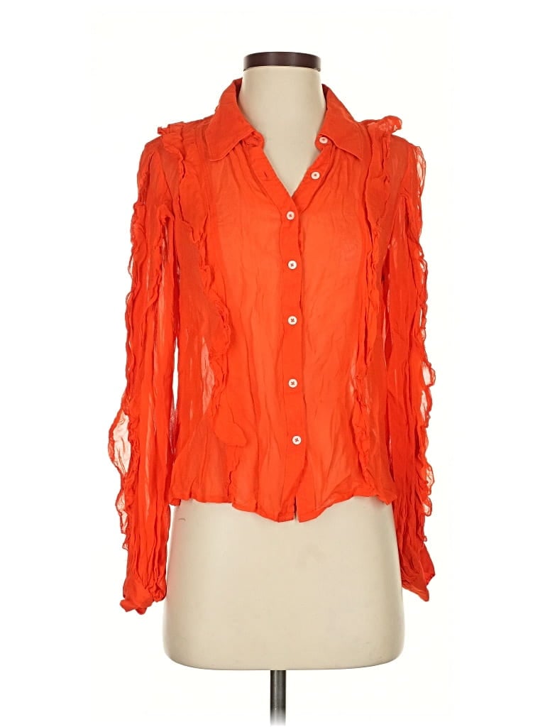 Pre-owned Maeve By Anthropologie 3/4 Sleeve Blouse In Orange