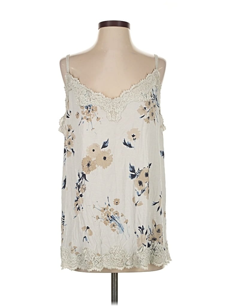 Pre-owned Lane Bryant Tank Top Ivory Cold Shoulder Neckline Tops In White