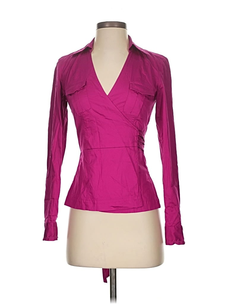 Pre-owned Ann Taylor Long Sleeve Blouse In Pink