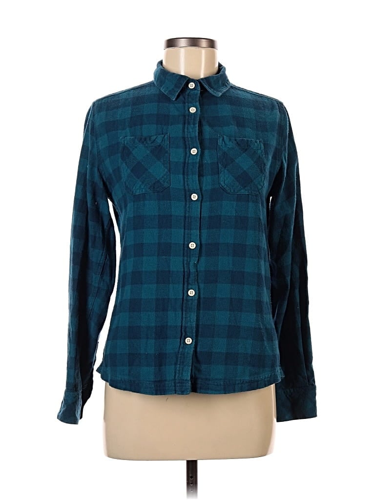 Pre-owned Eastern Mountain Sports Long Sleeve Button Down Shirt In Blue