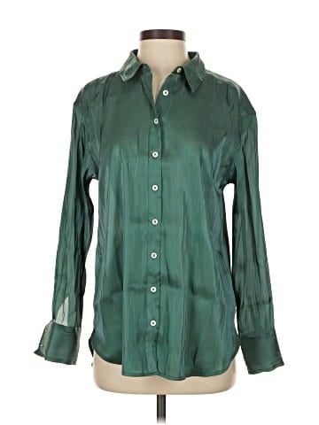 By Anthropologie Long Sleeve Silk Top (view 1)