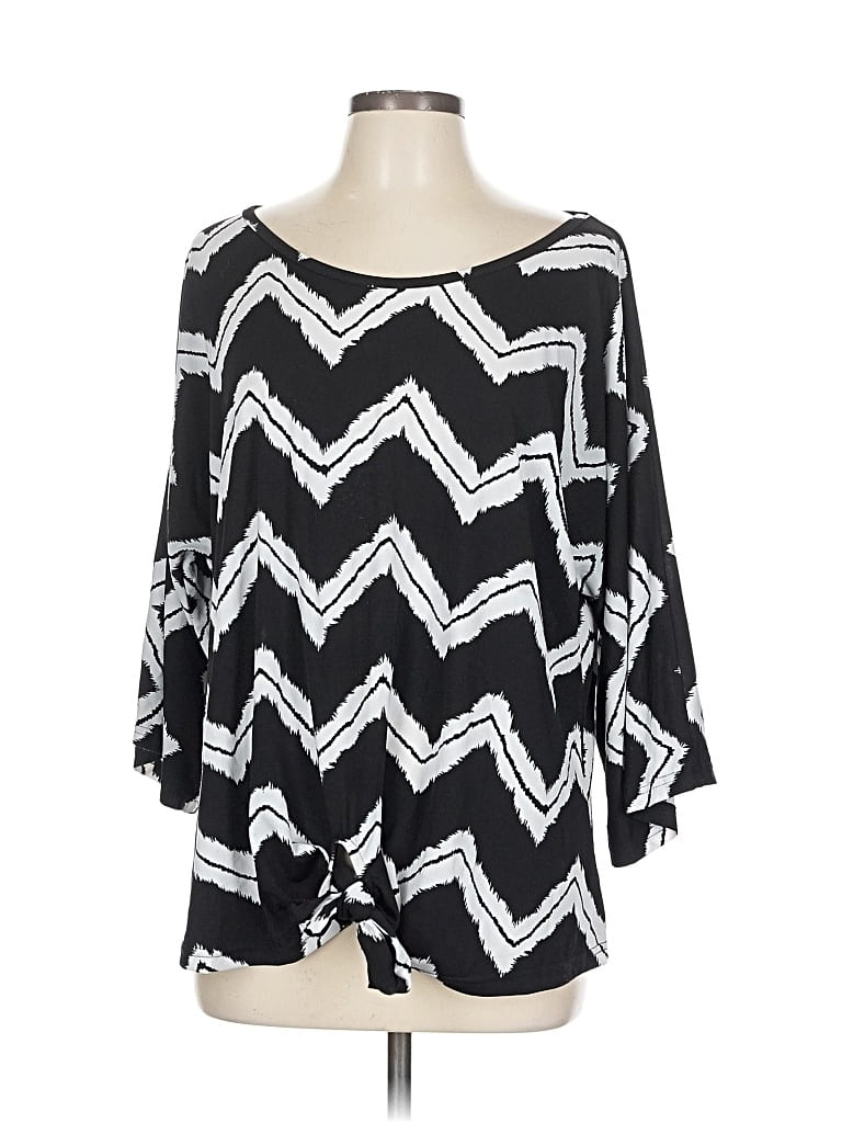 Pre-owned Investments 3/4 Sleeve Blouse In Black