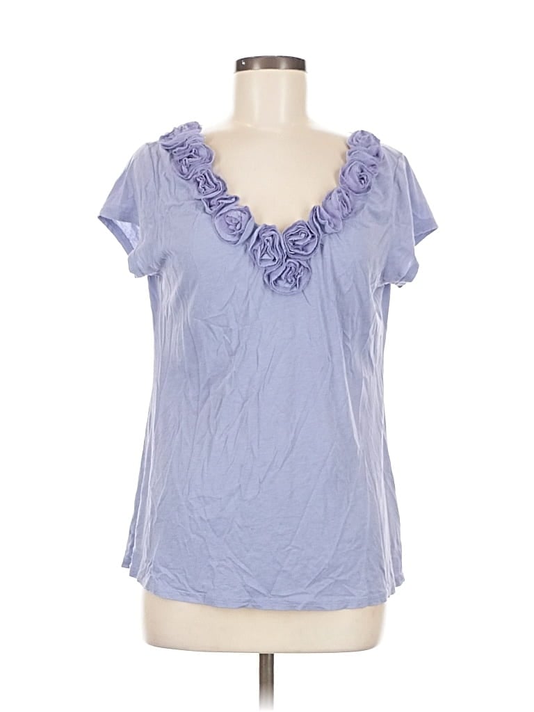 Pre-owned Garnet Hill Short Sleeve Top Blue Sweetheart Neckline Tops