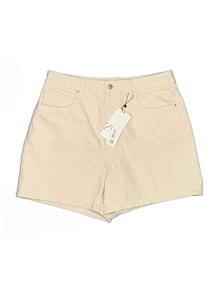 Zara Khaki Shorts In Neutral