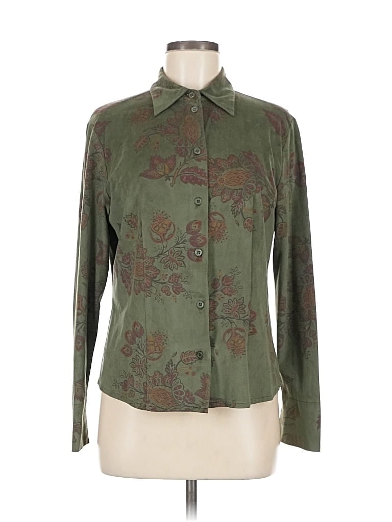 Pre-owned Robert Kitchen Long Sleeve Blouse In Green