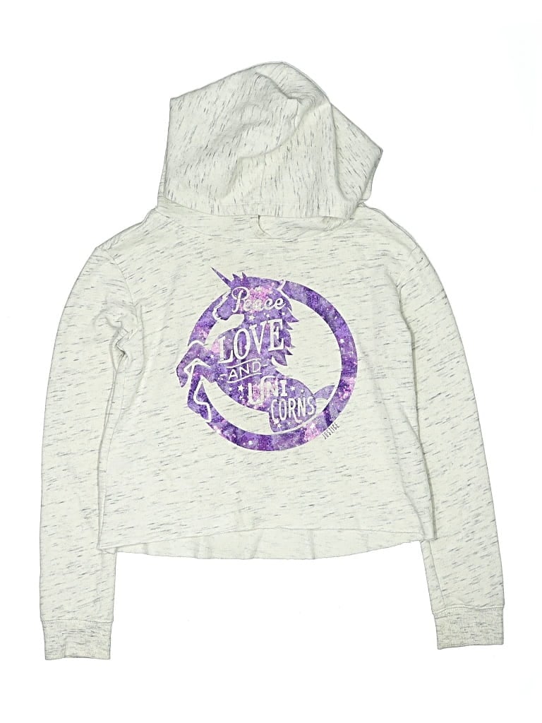 Pre-owned Justice Active Kids' Zip Up Hoodie In Silver