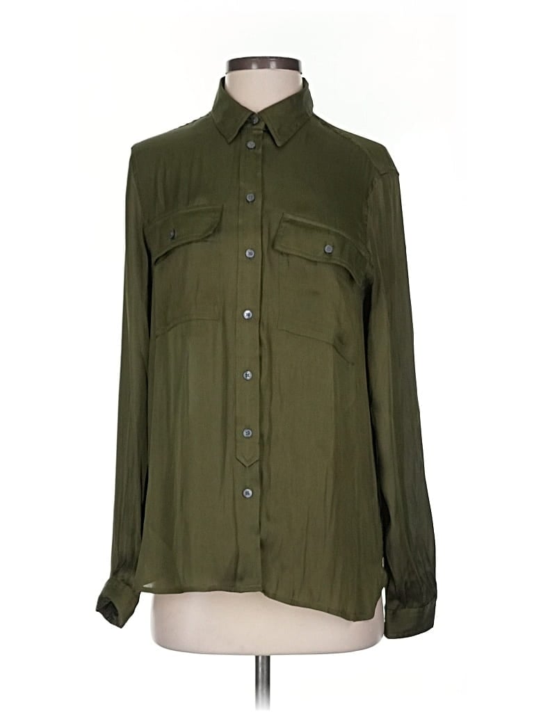 Pre-owned Banana Republic Long Sleeve Blouse In Green